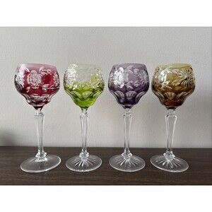 VTG WMF Cristal Cabinet Wine Goblet Cut to Clear Glass Set of 4 Rare Crystal
